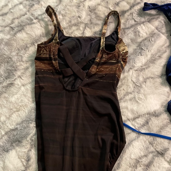 VINTAGE Longitude One Piece Brown Swim Suit Size 10 - Picture 8 of 8